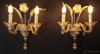 Párové nástěnné lampy Murano