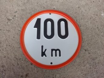 Tlačená plechová cedule 100 km