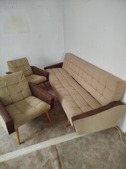 Retro sedačka...gauč+dvě křesla