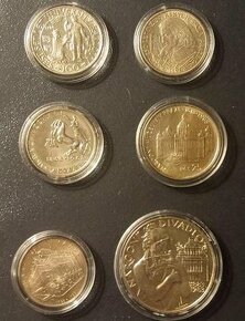 soubor 28 stříbrných mincí motiv Praha 1948 - 2020 - 1