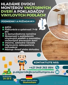 Hľadáme sa montéri dverí, pokladači vinylových podláh.
