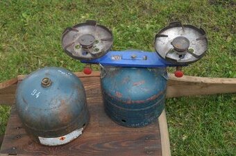 Kempingový vařič na propan butan + 2x tlaková láhev 2 kg