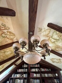 Větší závěsný lustr zn. ORION sklo a kov (NN09)