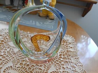 RETRO skleněný košíček 17,5cm hutní sklo - bez oťuků