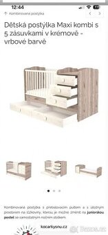 Dětská postýlka s přebalovacím pultem