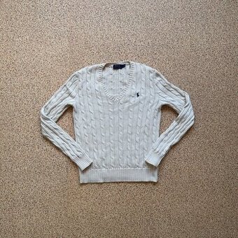 Ralph Lauren Polo dámský krémový copánkový svetr