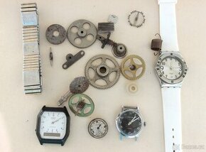 Staré hodinky Casio quartz, Prim,Longines,Swatch a součástky