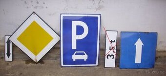 Stará smaltovaná cedule 5 kusú dopravní