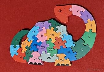 Dětské dřevěné puzzle - brontosaurus