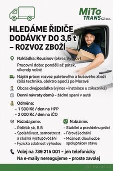 Řidič plachtové dodávky s hydraulickým čelem