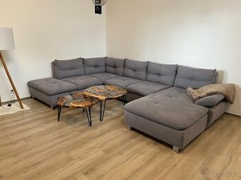 Sedací souprava Madeira 3B, tmavá šedá látka, tvar levé U
