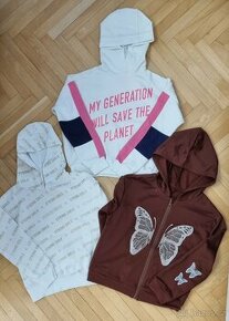 3x dívčí mikina bez kapes, vel 134/140