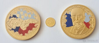 Sběratelská sada  100 let ČSR 1ks zlato a 6ks pozlac.měď