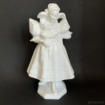 Starožitná porcelánová socha Dívka v kroji 31 cm, F. Svoboda
