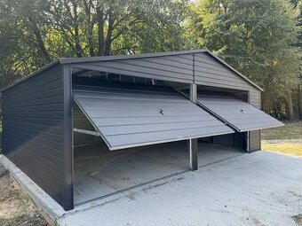 Moderní plechová antracitová garáž 7x6
