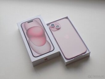 Apple iPhone 15 128GB Pink, ZARUKA, Baterie 100%