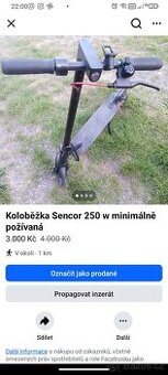Elektrokolobezka Sencor 250 w