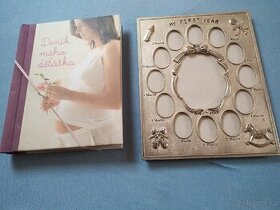 Masivní kovový rámeček + kniha Deník mého děťátka