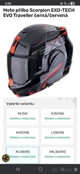 Moto přilba Scorpion EXO-TECH EVO Traveller černá/červená XL
