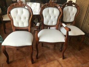 Jídelní set italský 1,8m +6 židlí bílá kůže –JS6.49 - 1