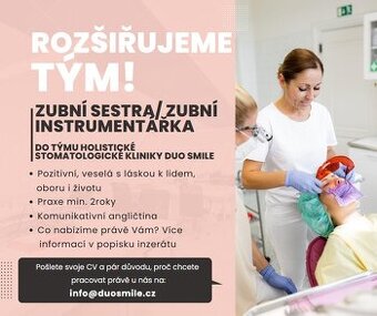 Zubní sestra/instrumentářka s praxí