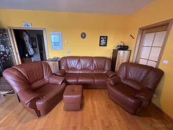 Luxusní kožená sedací souprava – dobrý stav