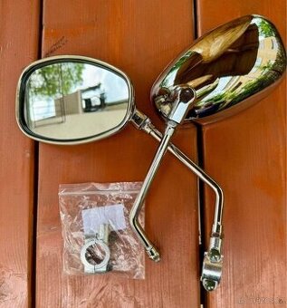 Chromované zpětná zrcátka motorka/čtyrkolka/chopper