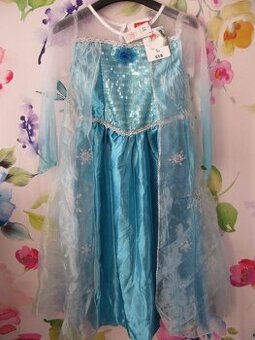 Kostým, šaty s vlečkou+paruka -Led.království Elza vel.140