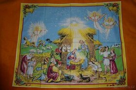 Vánoční ubrus retro   -  NARODIL SE KRISTUS PÁN VESELME SE