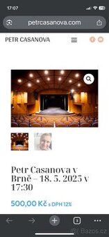 Prodám dva lístky na Petra Casanovu v Brně