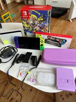 Nintendo switch OLED LIMITOVANÁ EDICE SPLATOON + přísluš.