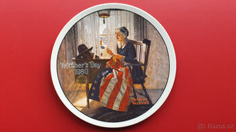 Porcelánový talíř Norman Rockwell KNOWLES,Den matek 1980 USA