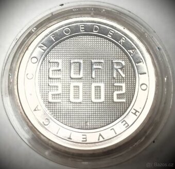 20 franků 2002 EXPO.02 Švýcarsko proof KM#101 stříbrná mince