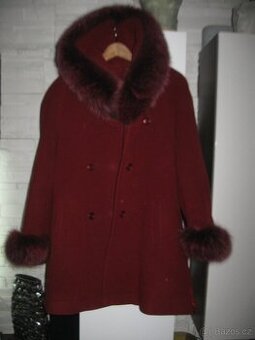 bordó 3/4 kabát paleto 70%vlna 10% kašmír vel.M/L