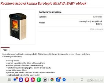 Krbová kamna s výměníkem nepouzita