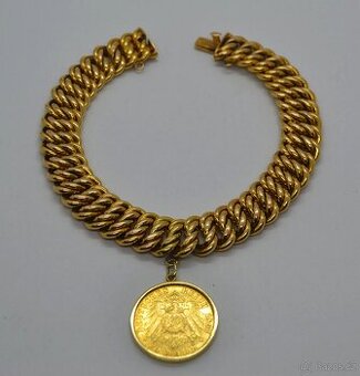 Zlatý náramek s mincí