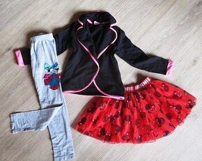 Dívčí set oblečení, nová sukně, zánovní legíny a sáčko, vel.