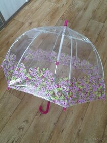 Dětský průhledný deštník růžovo-zelený