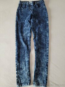 HOLČIČÍ ŽÍHANÉ MĚKKÉ MODRÉ SLIM DŽÍNY NEXT vel.164