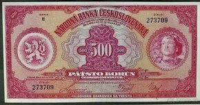 500 korun 1929 serie E stav a UNC