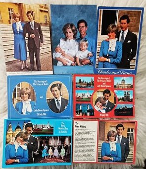 7x pohlednice Anglie: Charles a Diana. RARITA.