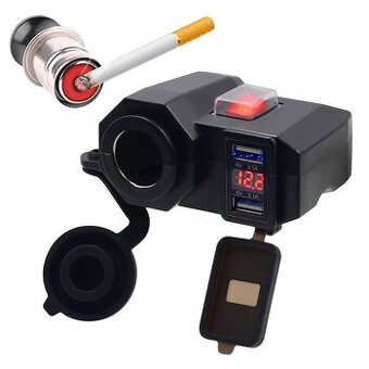 Velice výkonná multifunkční nabíječka 2 x USB 4,2A,voltmetr.
