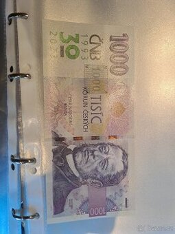 1000 kč s přítiskem