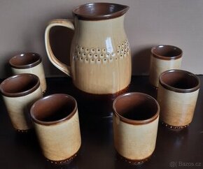 Keramický set na pivo (džbán na 1l + 6x sklenička)