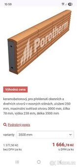 Překlady Porotherm PK7 350cm + 100cm