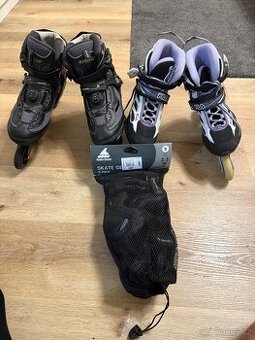 Inline brusle – pánské 44 + dámské 39 + chrániče (kompletní