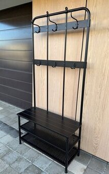IKEA věšák a lavice s úložným prostorem na boty, černá.