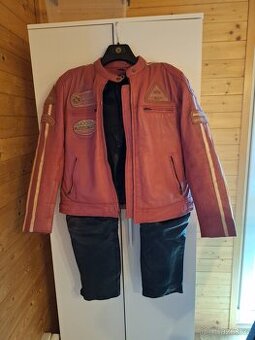 Dámská kožená motorkářská bunda a kožené kalhoty - set