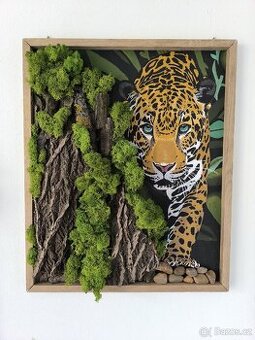 Mechový obraz leopard