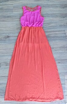 DÁMSKÉ LETNÍ ŠATY ORANŽOVÉ S RŮŽOVOU VELIKOST S